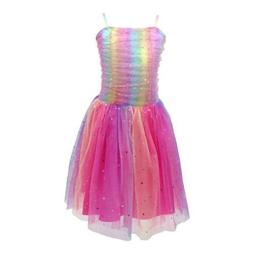 Rainbow Ruched Sparkle Party Dress Size 3/4