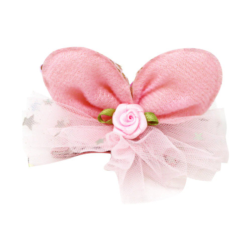 Bella Bunny Pale Pink Sequin Ears With Tulle Hairclips