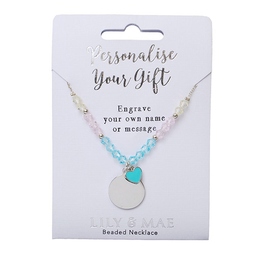 Beaded Necklace - Engrave Me (Blue)
