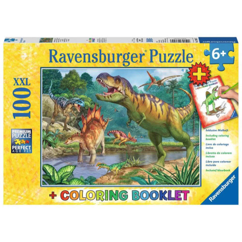 Ravensburge - World of Dinosaurs 100 Pce Puzzle & Colouring