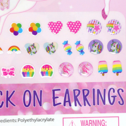 20 Pairs Unicorn Princess Stick on Earrings