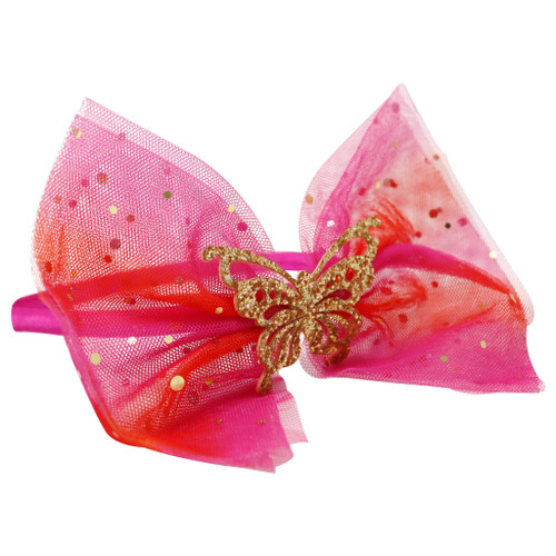 Butterfly Glitter Hot Pink & Gold Headband