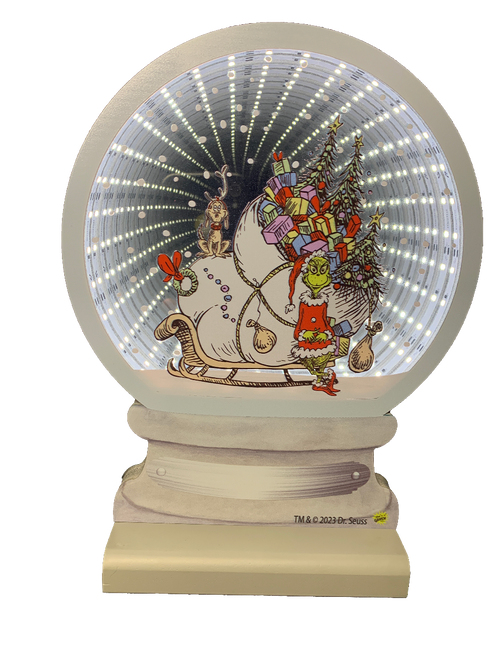 Dr Seuss 25cm Infinity Snow Globe Grinch and The Sleigh