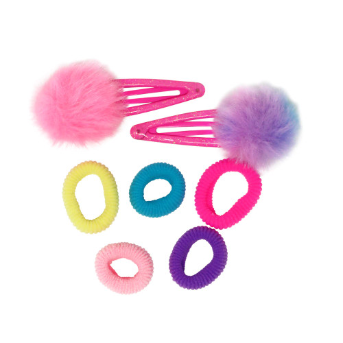 Pom Pom Hair Clips And Elastics