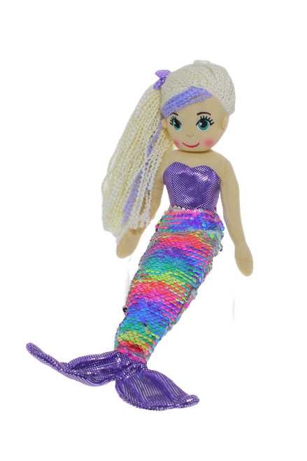 45cm Pearl Flip Sequined Purple Rainbow Mermaid