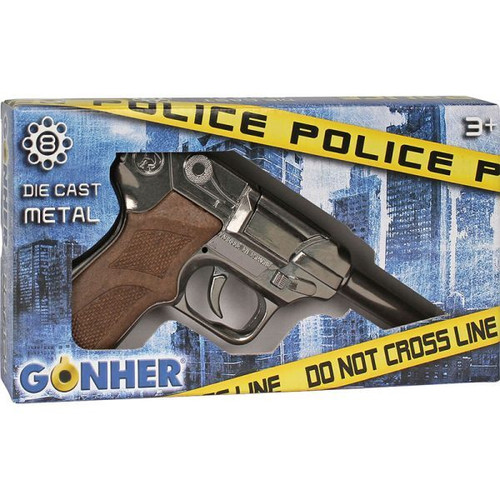Diecast Police Luger Pistol 8 Shot Cap Gun