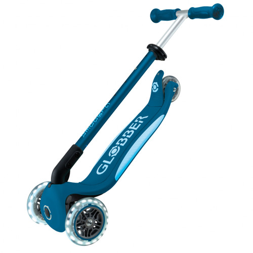 Globber Foldable Scooter - Petrol Blue/Light Blue Lights Globber Foldable Scooter - Petrol Blue/Light Blue Lights