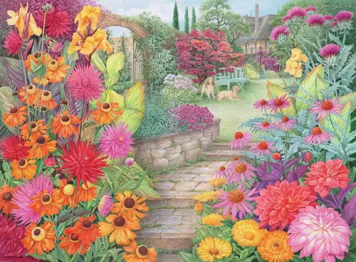Ravensburger - Happy Days Glorious Gardens Puzzles 4 x 500pc