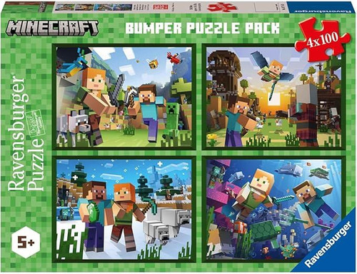Ravensburger - Minecraft Bumper Pack 4 x 100 Piece Puzzles