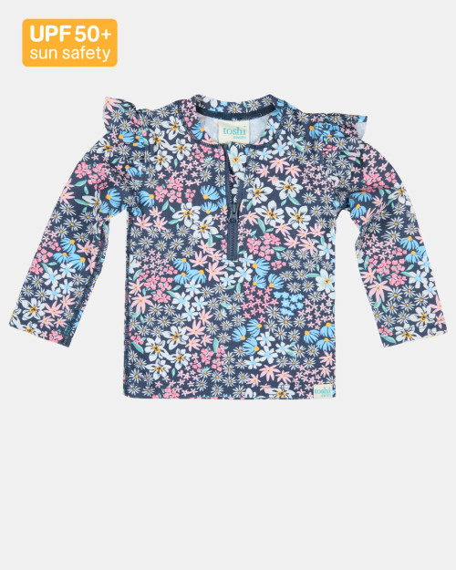 Toshi Swim Rashie Long Sleeve Ripple - Wattle Dusk Size 4