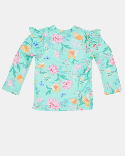 Toshi Swim Rashie Long Sleeve - Ripple Waratah Mint Size 2 Toshi Swim Rashie Long Sleeve - Ripple Waratah Mint Size 2