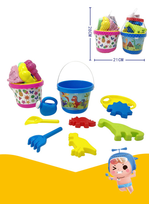 Beach Bucket Set 9 Pieces - Pink