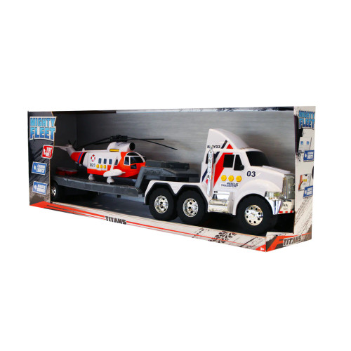 Mighty Fleet Titans Flatbed Truck with Helicopter Mighty Fleet Titans Flatbed Truck with Helicopter