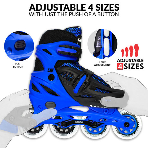 Size Adjustable Inline Skates - BLADE Blue Small J11-1 Size Adjustable Inline Skates - BLADE Blue Small J11-1