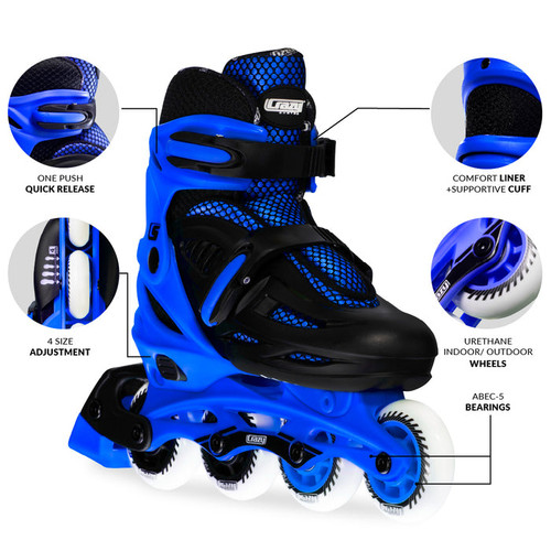 Size Adjustable Inline Skates - BLADE Blue Small J11-1 Size Adjustable Inline Skates - BLADE Blue Small J11-1