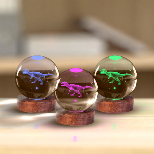 3D Crystal Ball Lamp - T-Rex