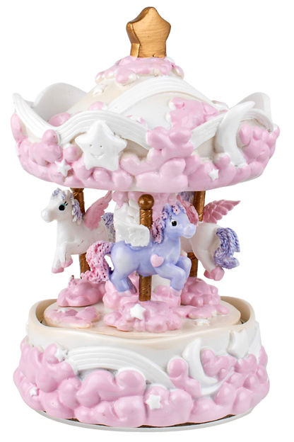 White Star Carousel with Musical Revolving Unicorns