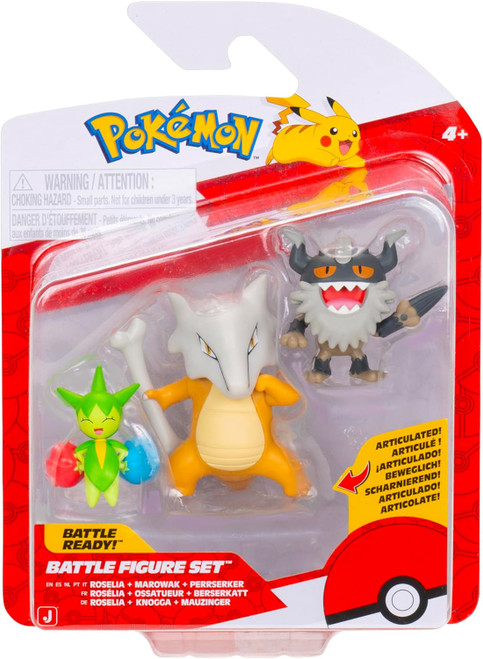 Pokemon Battle Figure Set - Roselia Marowak and Perrserker