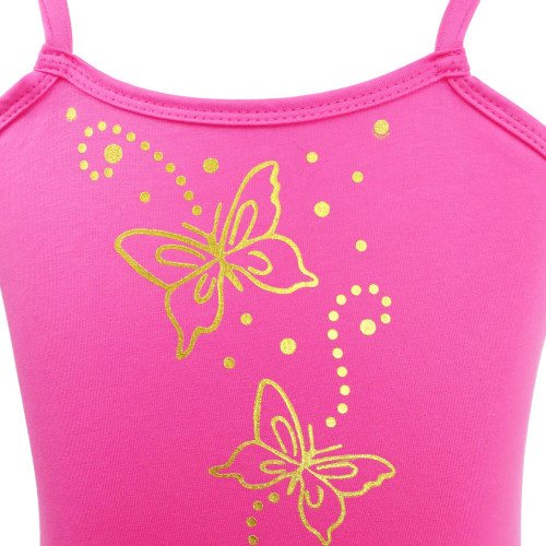 Butterfly Hot Pink and Gold Multilayered Dress - Size 3-4