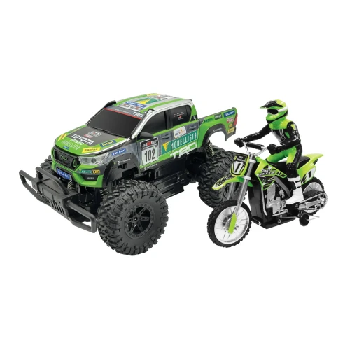 Rusco 1:16 Toyota Hilux w/ Dirt Maxx Junior Rc Bike - Green