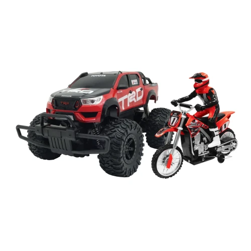 Rusco 1:16 Toyota Hilux w/ Dirt Maxx Junior Rc Bike - Red