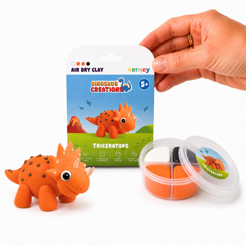 Verney - Air Dry Clay Dinosaur Creations - Tricertops