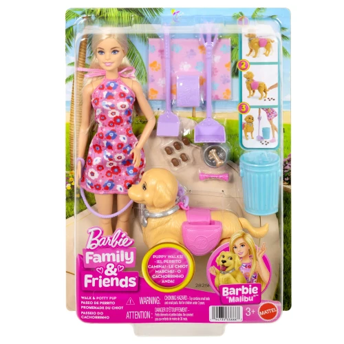 Barbie Family & Friends Walk & Potty Pup