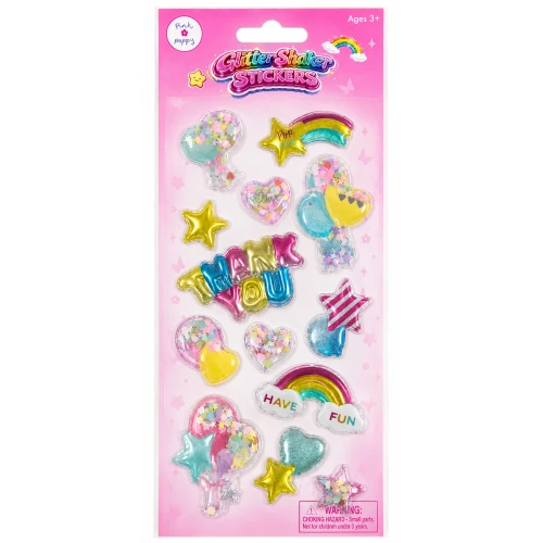 Glitter Shaker Stickers Star and Heart