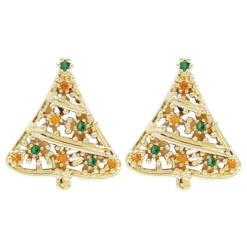 Wicked Sista Xmas Earrings - Sparkly Xmas Tree Studs Gold