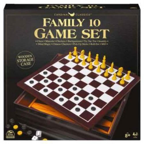 Classic Family 10 Game Set In Wooden Storage Case - Uncle Pete's Toys