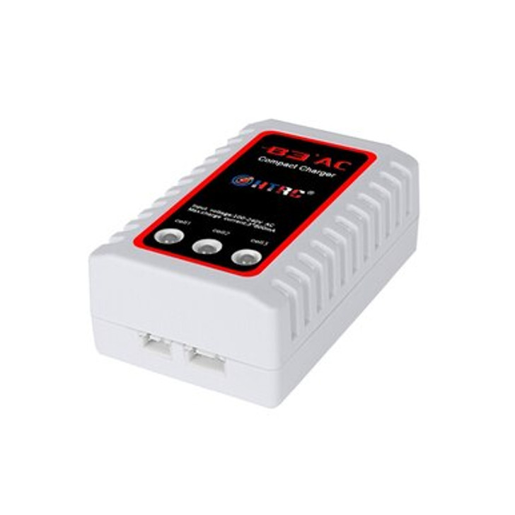 B3AC Compact Charger is a simple and compact LiPoly balance charger for 2~3s batteries. It features built-in JST-XH balance plug ports and 3 LEDs to indicate charge status. Simply plug the balance lead of your battery into the charger and it will start a balanced charge, very easy to use.