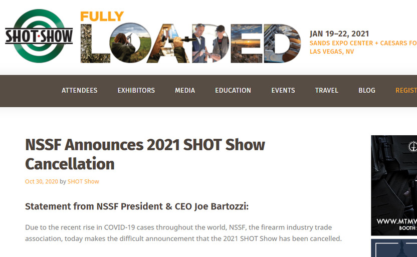 NSSF Announces 2021 SHOT Show Cancellation NSSF Announces 2021 SHOT Show Cancellation