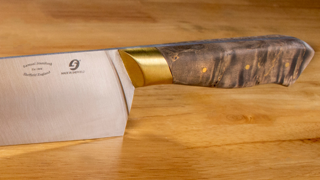 Samuel Staniforth 9" Chef Knife with Curly Birch Handle