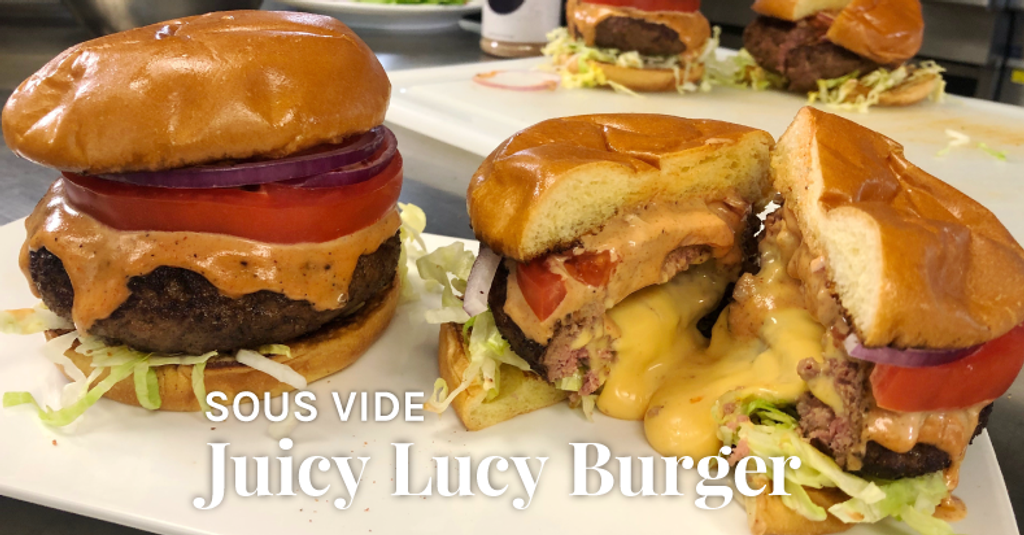 Sous Vide Juicy Lucy Burger with Burger Blend Spice Rub & Sauce