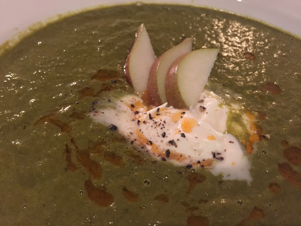 Kale & Pear Soup with Bacon Sous Vide