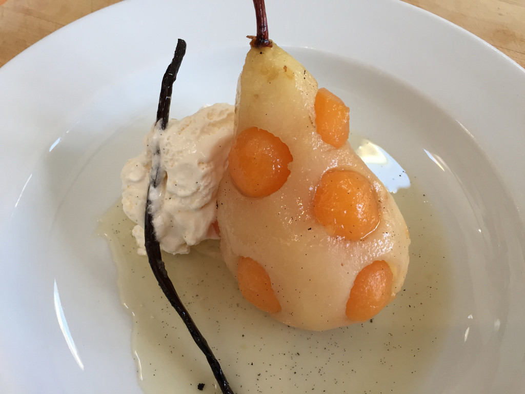 "Polka-Dot" Pears with Honey & Vanilla Bean Sous Vide