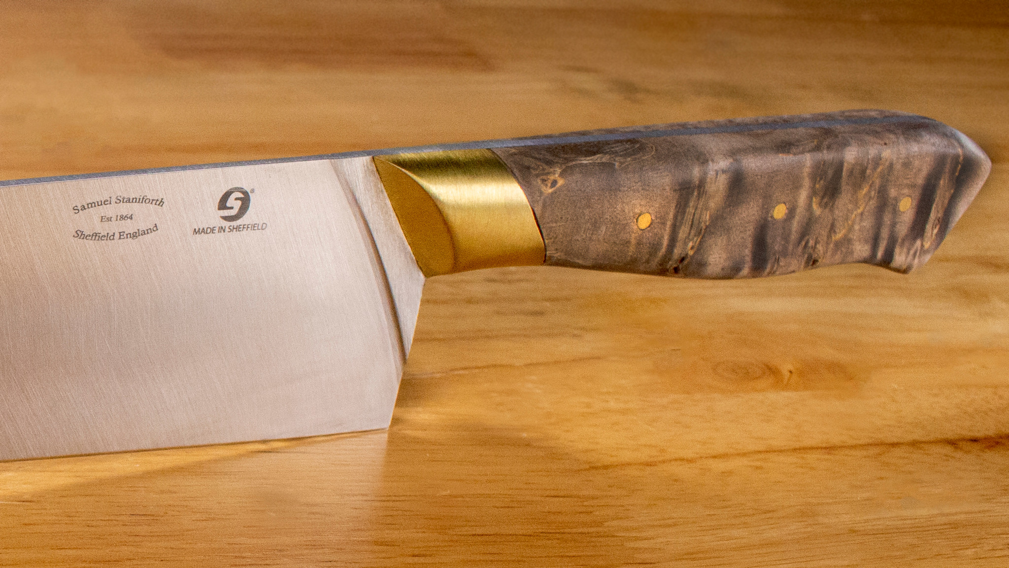 Samuel Staniforth 9 Chef Knife with Curley Birch Handle - VacMaster