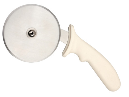 4" Stainless Steel Pizza Cutter with White Poly Grip Handle 