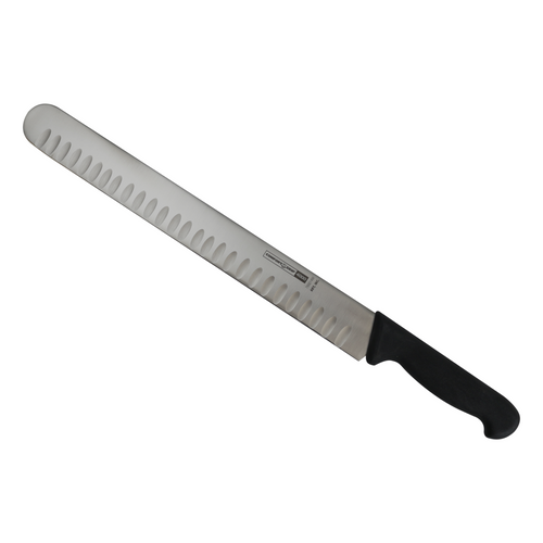 ARY 14-inch wide Granton slicer knife with black soft grip handle