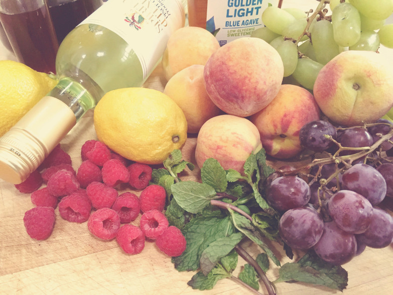 White Sangria with Fresh Peaches and Peach Infused Vodka