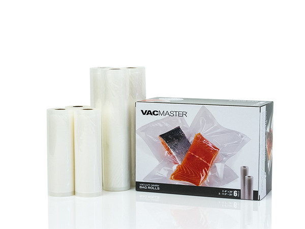 Vacmaster 948129 8 x 20' & 11.5 x 20' Full Mesh Vacuum Seal Combo Rolls - 6 Pack