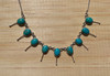 Turquoise 9 Stone Chain Linked 16" Necklace Sterling Silver