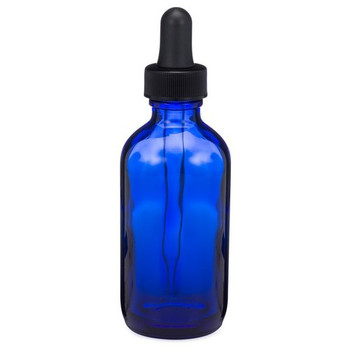 2 oz Cobalt Blue Glass Bottle with Black Dropper