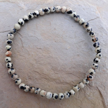 Jasper Dalmation 4 mm Round Bead Stretch Bracelet