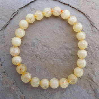 Citrine 8 mm Round Bead Stretch Bracelet