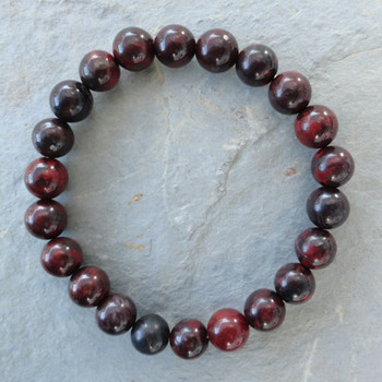 Jasper Breciated 8 mm Round Bead Stretch Bracelet