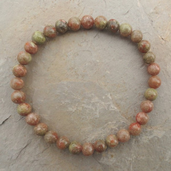 Unakite 6 mm Round Bead Stretch Bracelet