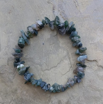 Moss Agate Chip Stretch Bracelet