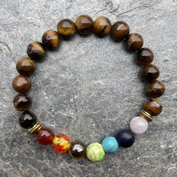 Tigers Eye Chakra 8 mm Round Bead Stretch Bracelet