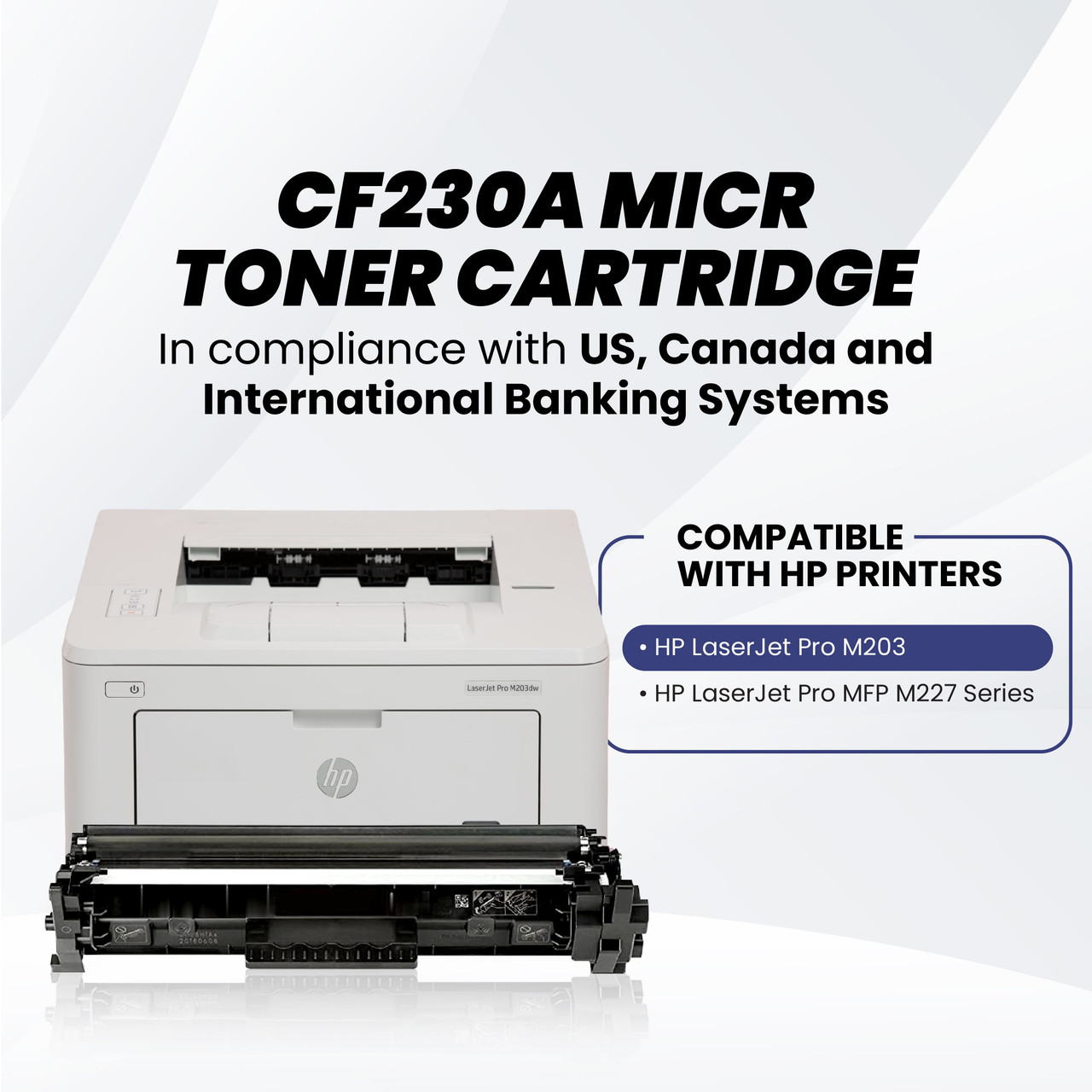 HP CF230A MICR Toner or HP 30A MICR Compatible for HP LaserJet Pro M203d, M203dn, M203dw, MFP M227d, MFP M227fdn, MFP M227fdw